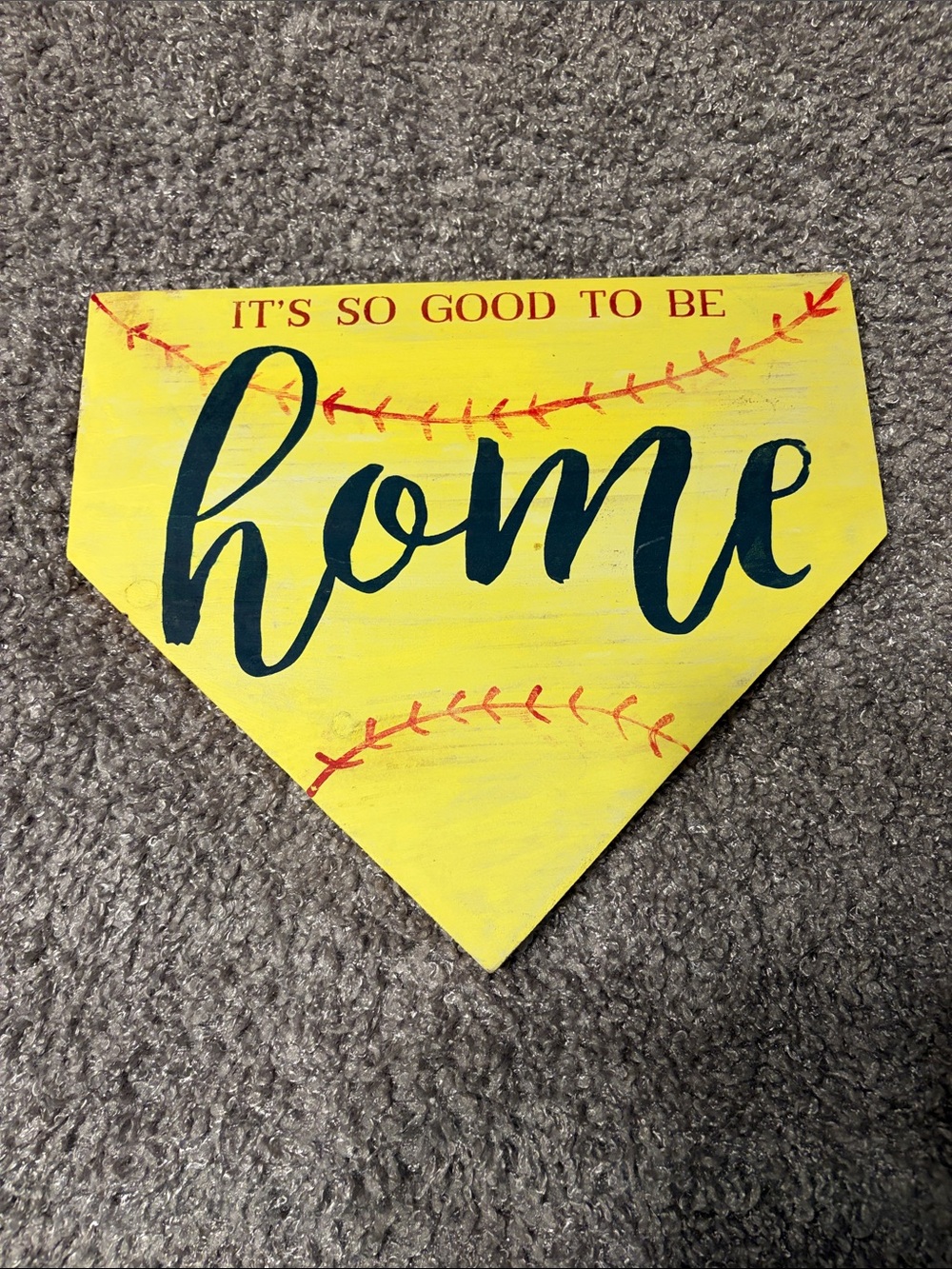 Yellow "Home" Baseball Home Plate Wall Sign